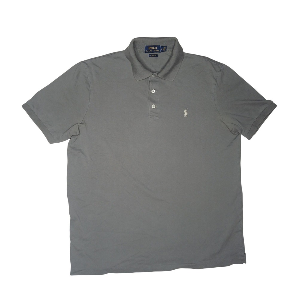 Polo Ralph Lauren Polo Shirt Mens Small Grey Classic Fit Short Sleeve Logo